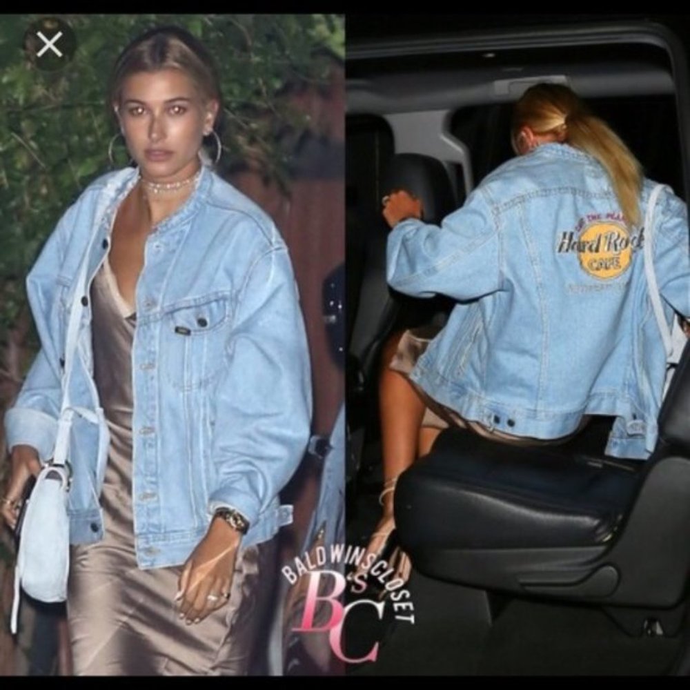 Las Vegas Hard Rock Cafe Save the Planet Light Wash Oversize Denim Jacket M